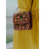 Unique leather embroidered crossbody bag