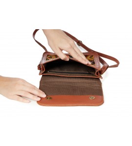 Unique leather embroidered crossbody bag