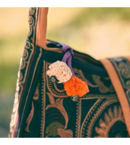 Mocha bird pattern Miao embroidery crossbody bag