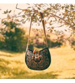 Mocha bird pattern Miao embroidery crossbody bag