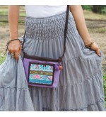 Purple crossbody bag with Miao hill tribe embroidery