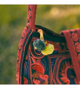 Unique red bird pattern crossbody bag