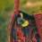 Unique red bird pattern crossbody bag