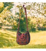 Unique red bird pattern crossbody bag