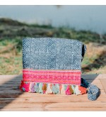 Grey Pom-Pom Tassel Crossbody Bag
