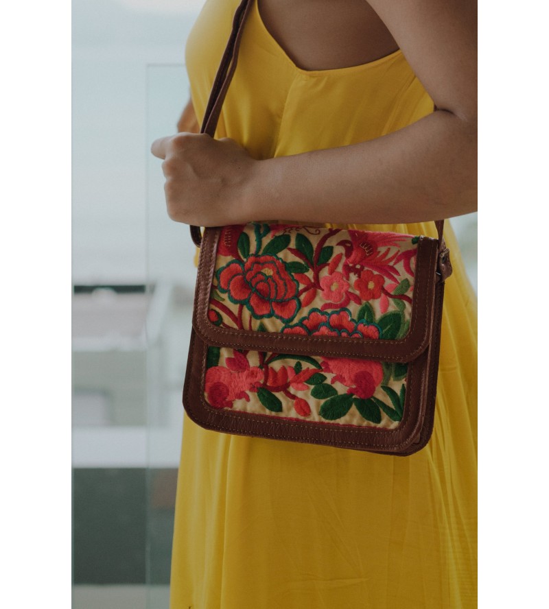 floral embroidered crossbody bag
