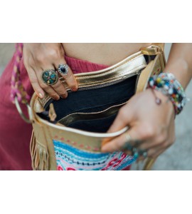 Women's Soft Gold Metallic Leather Crossbody Bag