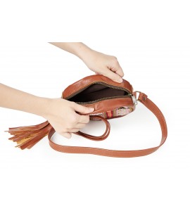 Retro Miao Embroidered Round Crossbody Bag