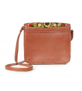 Yellow bird embroidered crossbody bag
