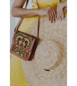 Yellow bird embroidered crossbody bag