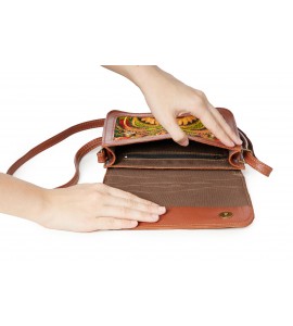Yellow bird embroidered crossbody bag
