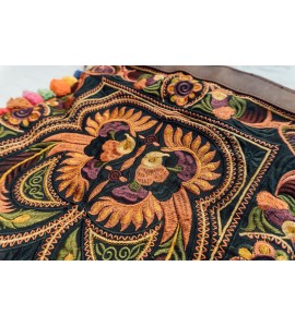Mocha Bird Bohemian Crossbody Bag with Pom Pom