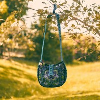 Blue Bird Miao Embroidery Crossbody Bag