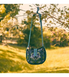 Blue Bird Miao Embroidery Crossbody Bag