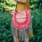 Pink Bohemian Leather Tassel Crossbody Bag