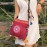 Red Linen Adjustable Strap Crossbody Bag