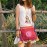 Red Linen Adjustable Strap Crossbody Bag