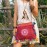 Red Linen Adjustable Strap Crossbody Bag