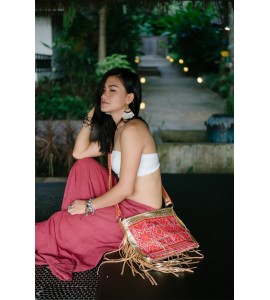 Orange Bohemian Women's Tassel Crossbody Bag