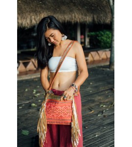 Orange Bohemian Women's Tassel Crossbody Bag