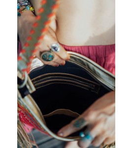 Orange Bohemian Women's Tassel Crossbody Bag