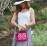 Rose red vintage embroidered shoulder bag