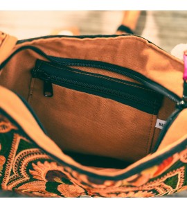 Yellow bird pattern Miao crossbody bag