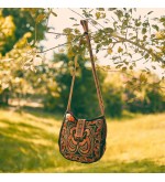 Yellow bird pattern Miao crossbody bag