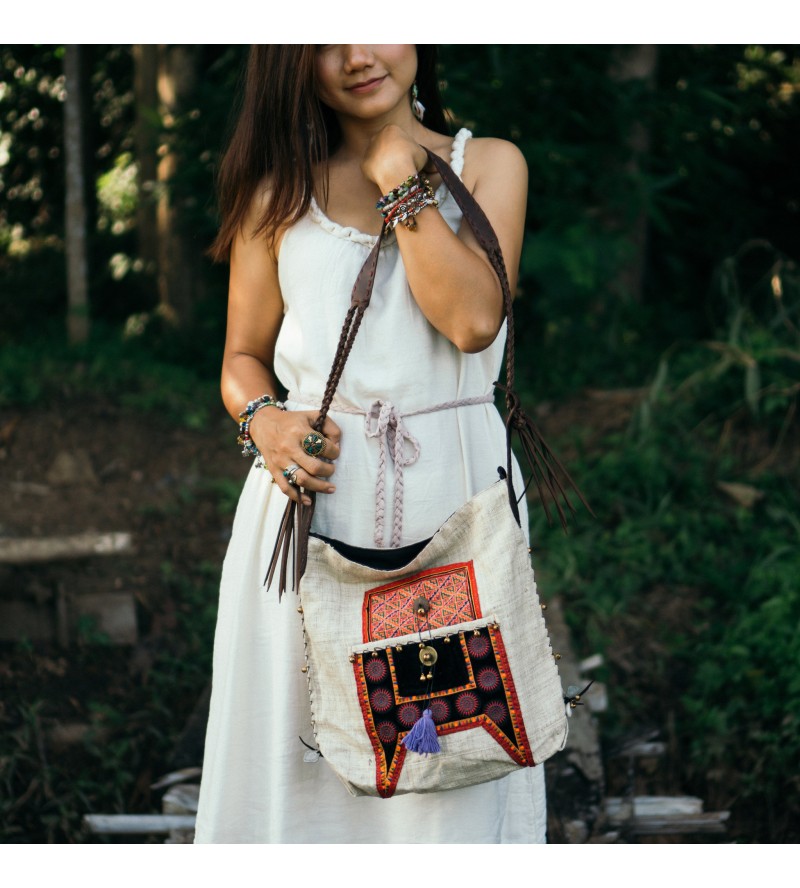 Hippie Crossbody Bag with Leather Strap