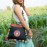 Linen Crossbody Bag with Colorful Pom Pom Trim