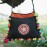 Linen Crossbody Bag with Colorful Pom Pom Trim