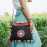 Linen Crossbody Bag with Colorful Pom Pom Trim
