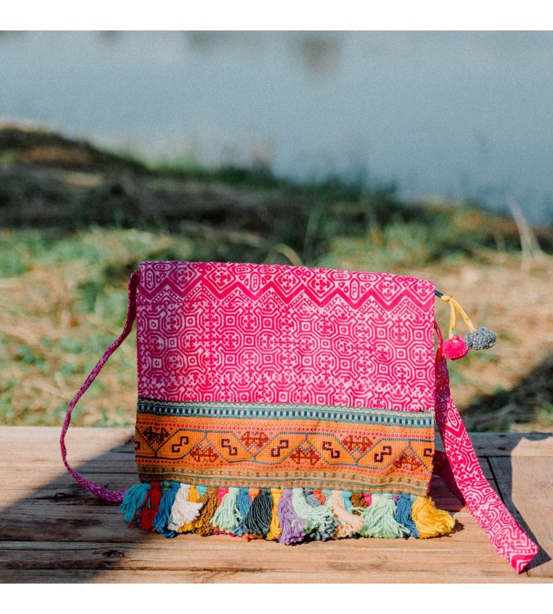 Batik tassel crossbody bag