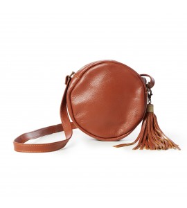 Leather Round Yellow Bird Crossbody Bag