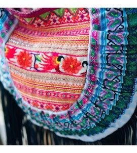 Scalloped Crossbody Bag with Black Tassels