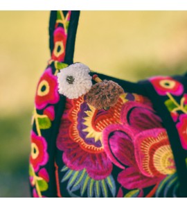 Red Flower Miao Round Crossbody Bag