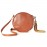 Brown leather embroidered round crossbody bag