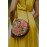 Brown leather embroidered round crossbody bag