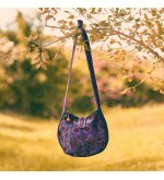 Purple bird embroidered crossbody bag
