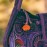 Purple bird embroidered crossbody bag