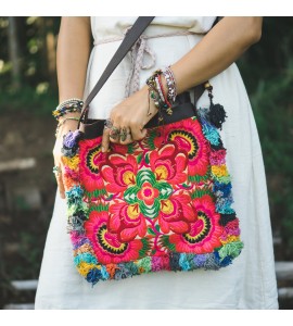 Bohemian Miao Flower Embroidery Crossbody Bag