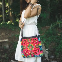Bohemian Miao Flower Embroidery Crossbody Bag