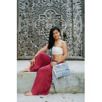 Blue, Silver Soft Metallic Leather Crossbody Bag